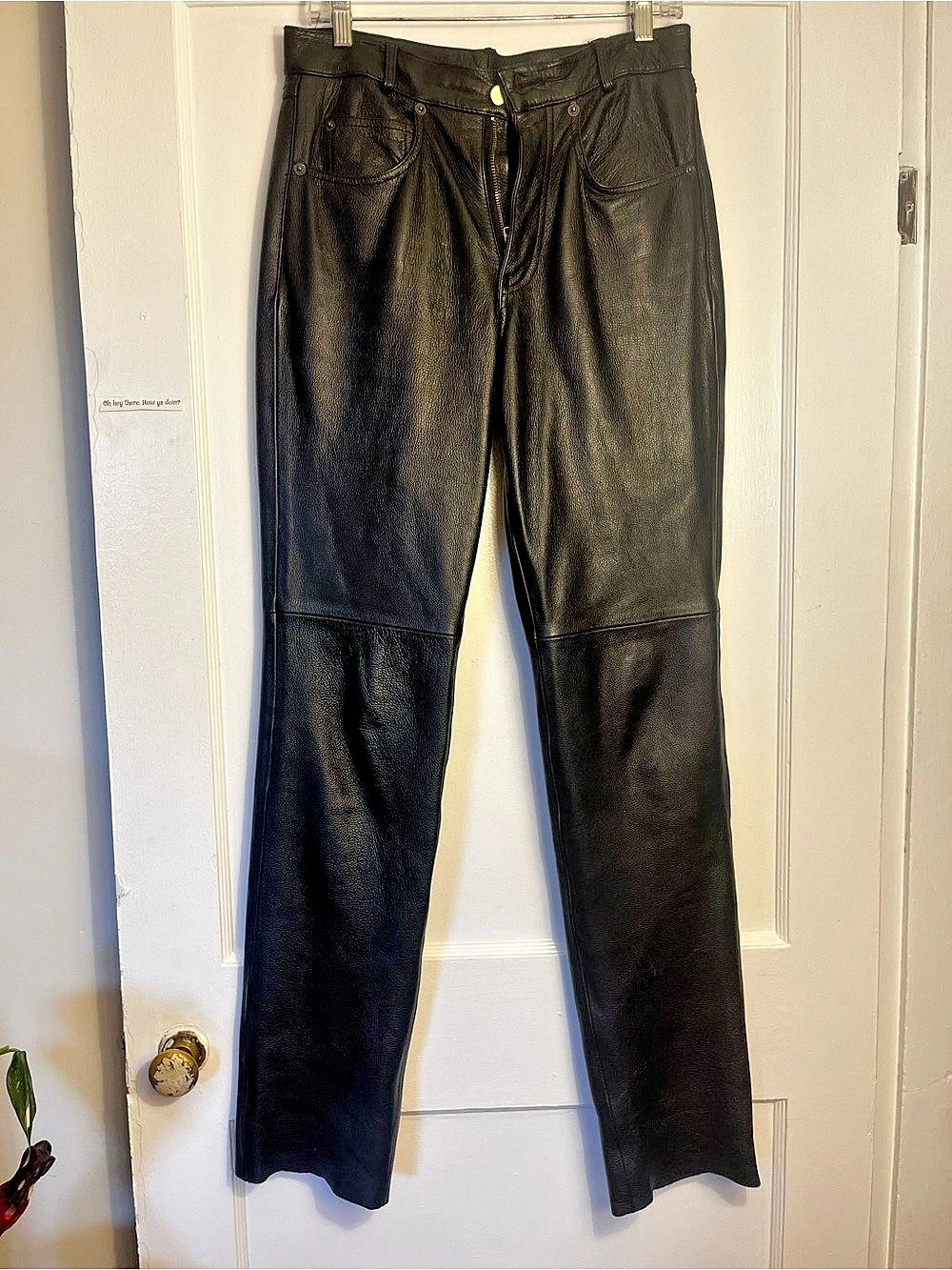Wilson Women's Leather Straight Leg Pants Black Size 30 x 32 Like New